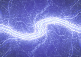 Blue lightning abstract, electrical and plasma background