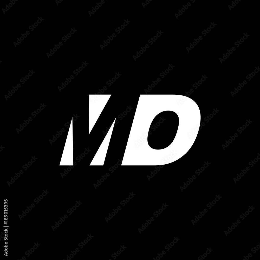 Wall mural Initial letter MO, negative space logo, white on black background