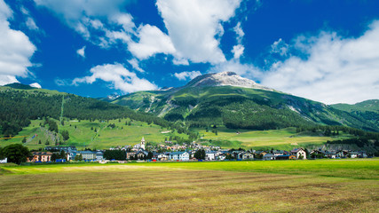 The small town of Celerina near Sankt Moritz in the Engadine valley