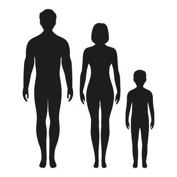 silhouette of a man a woman and a child on a white background
