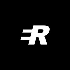 Fototapeta Initial letter ER, negative space logo, white on black background obraz