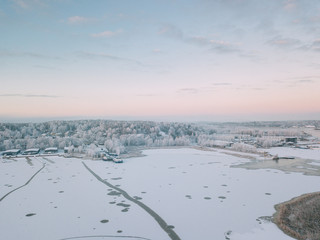 Fototapeta na wymiar Winter lanscape in Finland. Aerial view