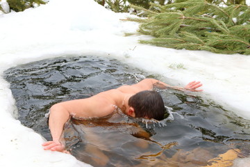 Epiphany ice-hole bathing in Russia (Epiphany celebration tradition, January 19)