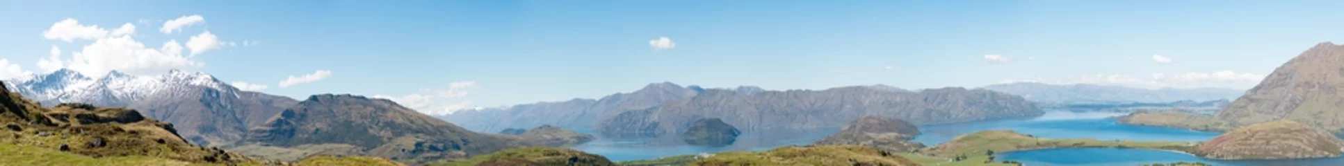 Poster Nieuw-Zeeland Lake Wanaka berglandschap Mount aspirant nationaal park en Diamond Lake © Bjoern