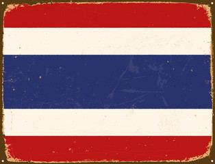 Vintage Metal Sign - Thailand Flag - Vector EPS10. Grunge scratches and stain effects can be easily removed for a cleaner look.