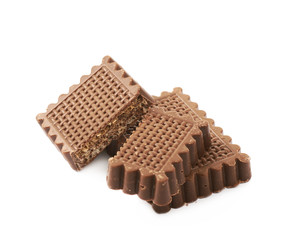 Chocolate covered waffles isolated
