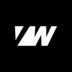 Obraz premium Initial letter VW, negative space logo, white on black background