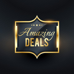 amazing deals golden label offers vector badge