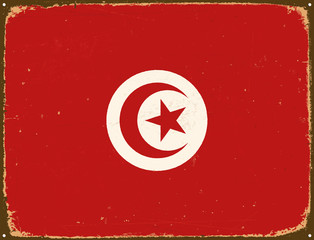 Vintage Metal Sign - Tunisia Flag - Vector EPS10. Grunge scratches and stain effects can be easily removed for a cleaner look.