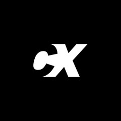 Obraz premium Initial letter CX, negative space logo, white on black background