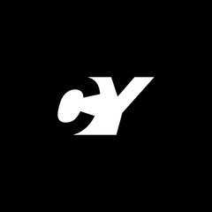 Initial letter CY, negative space logo, white on black background