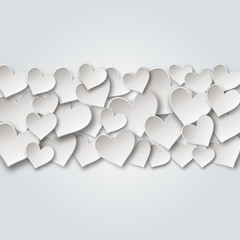 Valentine's Day abstract background with paper art origami style hearts. Vector illustration 
