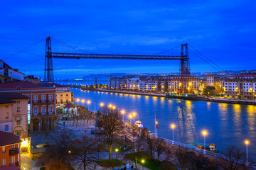 panoramic view of biscay bridge from portugalete, Spain