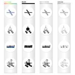 Galaxy, satellite, radar, and other web icon in cartoon style. Inovation, technology, sputnik, icons in set collection. © pandavector