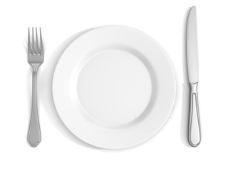 Empty Plate and Knife Fork