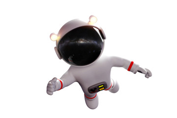 cute cartoon astronaut in white space suit is weightless in zero gravity space © dottedyeti