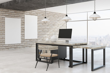Modern office interior with empty poster