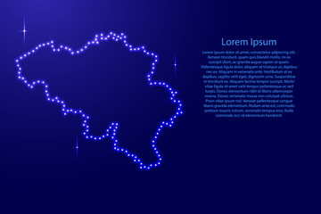 Map Belgium from luminous blue star space points on the contour for banner, poster, greeting card, of vector illustration.