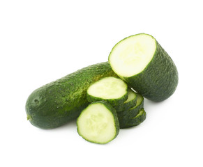 Sliced fresh cucumber isolated