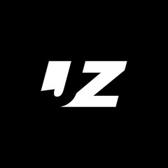 Initial letter JZ, negative space logo, white on black background