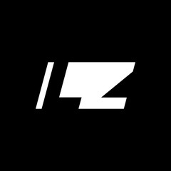 Initial letter LZ, negative space logo, white on black background