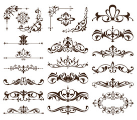 Vintage frames, corners, borders with delicate swirls in Art Nouveau for decoration and design works with floral motifs vintage style with beautiful floral elements. Vector ornaments antique style