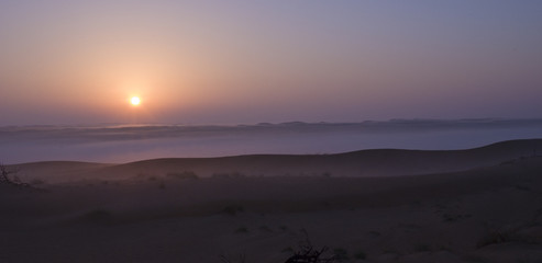 Alba sulle dune del deserto arabico in Oman