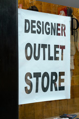 Designer Outlet Store sign in shop window