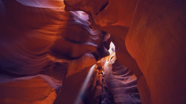 a sun beam and the ceiling of upper antelope canyon in page, arizona