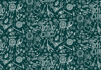 Seamless pattern with boho elements.