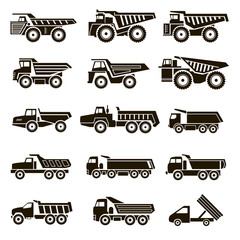 15 icons of dump trucks