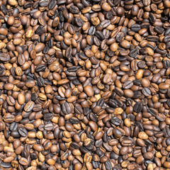 Roasted coffee beans background in market, Bali, Indonesia.