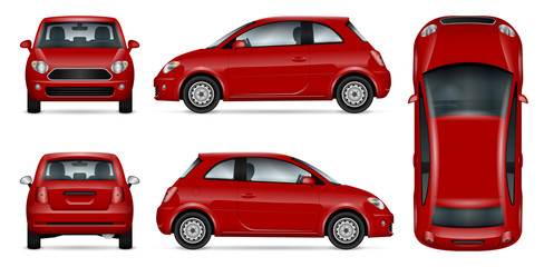 Red mini car vector illustration.