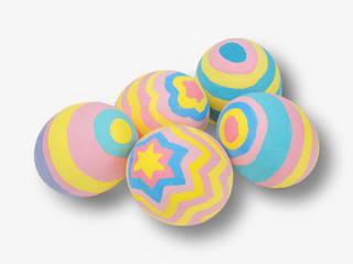 Painted easter eggs isolated on white background with clipping path, concept for Easter