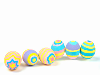 Fototapeta na wymiar Painted easter eggs isolated on white background with clipping path, concept for Easter