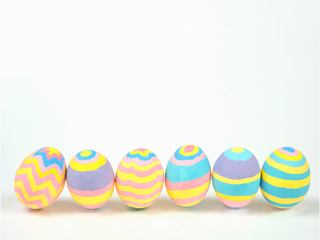 Fototapeta na wymiar Painted easter eggs isolated on white background with clipping path, concept for Easter