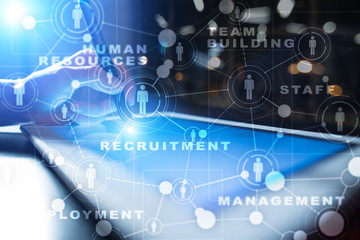 Human resource management, HR, recruitment, leadership and teambuilding. Business and technology concept.
