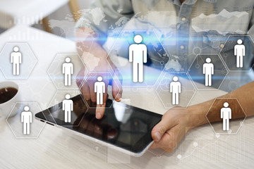 Human resource management, HR, recruitment, leadership and teambuilding. Business and technology concept.