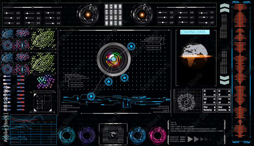 Poster hud futuristic the set of graphs and charts. statistics and data. abstract virtual control panel lay