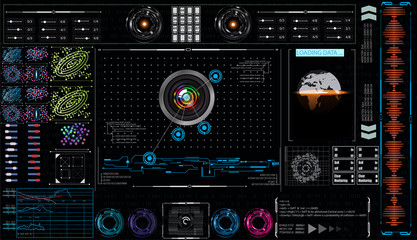 Fototapeta premium HUD Futuristic The set of graphs and charts. Statistics and data. Abstract Virtual Control Panel Layout Texture Concept Design.
