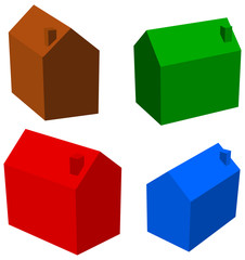 A serie of four different houses - 3D Illustration