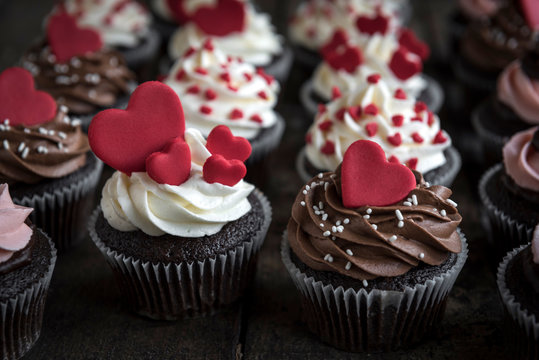 Sweet love cupcakes,,valentines day concept and selrctive focus