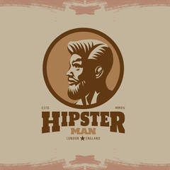 Hipster Man With Beard Logo
