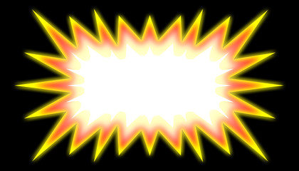 Stock Illustration - Explosion: Empty space, Blank, 3D Illustration, Bright Against the Black Background.