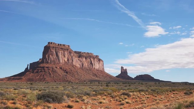 zoom in shot of eagle mesa at monument valley in utah, usa