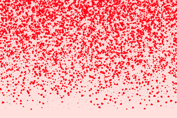 Beautiful romantic background of many red hearts on a pink background.Holiday Valentines Day design, greeting cards, website. Vector eps 10.