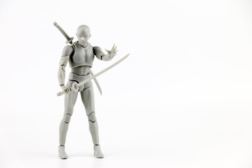 Ninja figure Action on White background