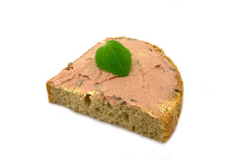 ein leberwurst brot auf einem weissen hintergrund