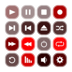 Set of monochrome icons with media player symbols for your design