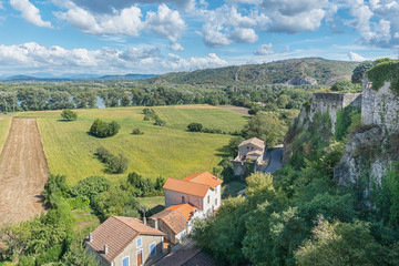 Panorama of a valley near the village Viviers in the Ardeche region of France